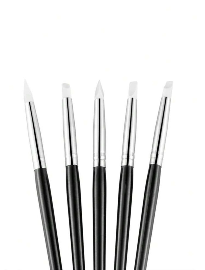 Pack de 5 pinceles de silicona para nail art negros