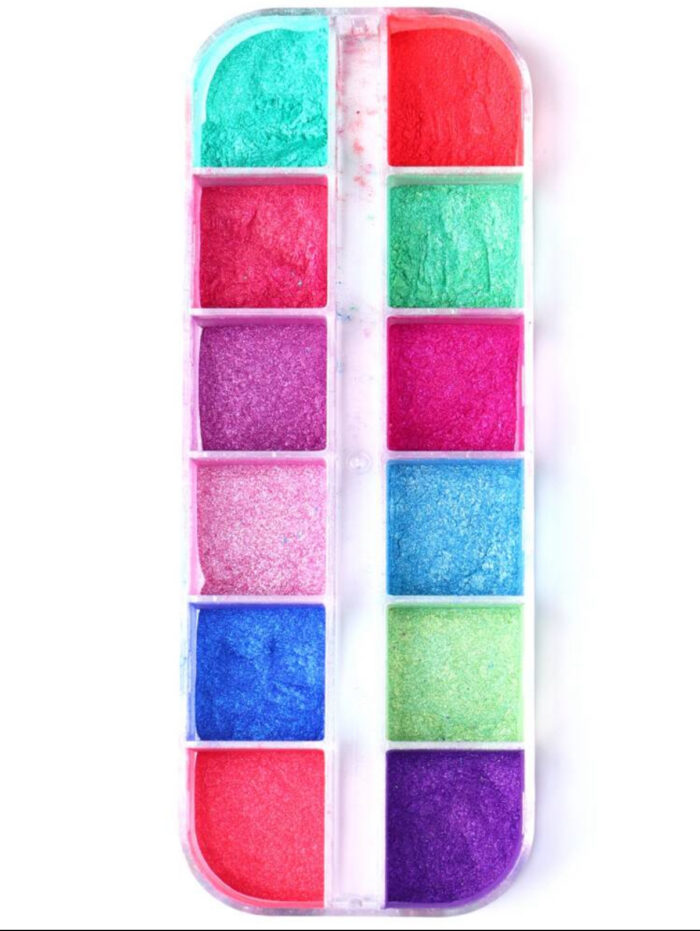 Caja nail art efecto espejo colores 12 unds