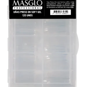TIPS PRESS ON SOFT GEL CLEAR BAILARINA 120 UNDS MASGLO